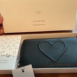 LC Lauren Conrad Black Heart Design Wallet